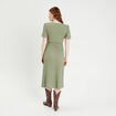 Robe midi ajustée col rond vert kaki femme