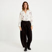 Blouse col chemise manches longues blanc femme