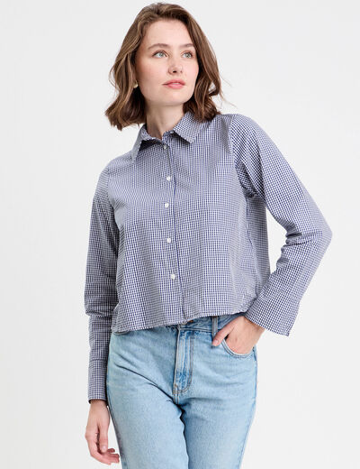 Chemise droite courte en coton blanc femme