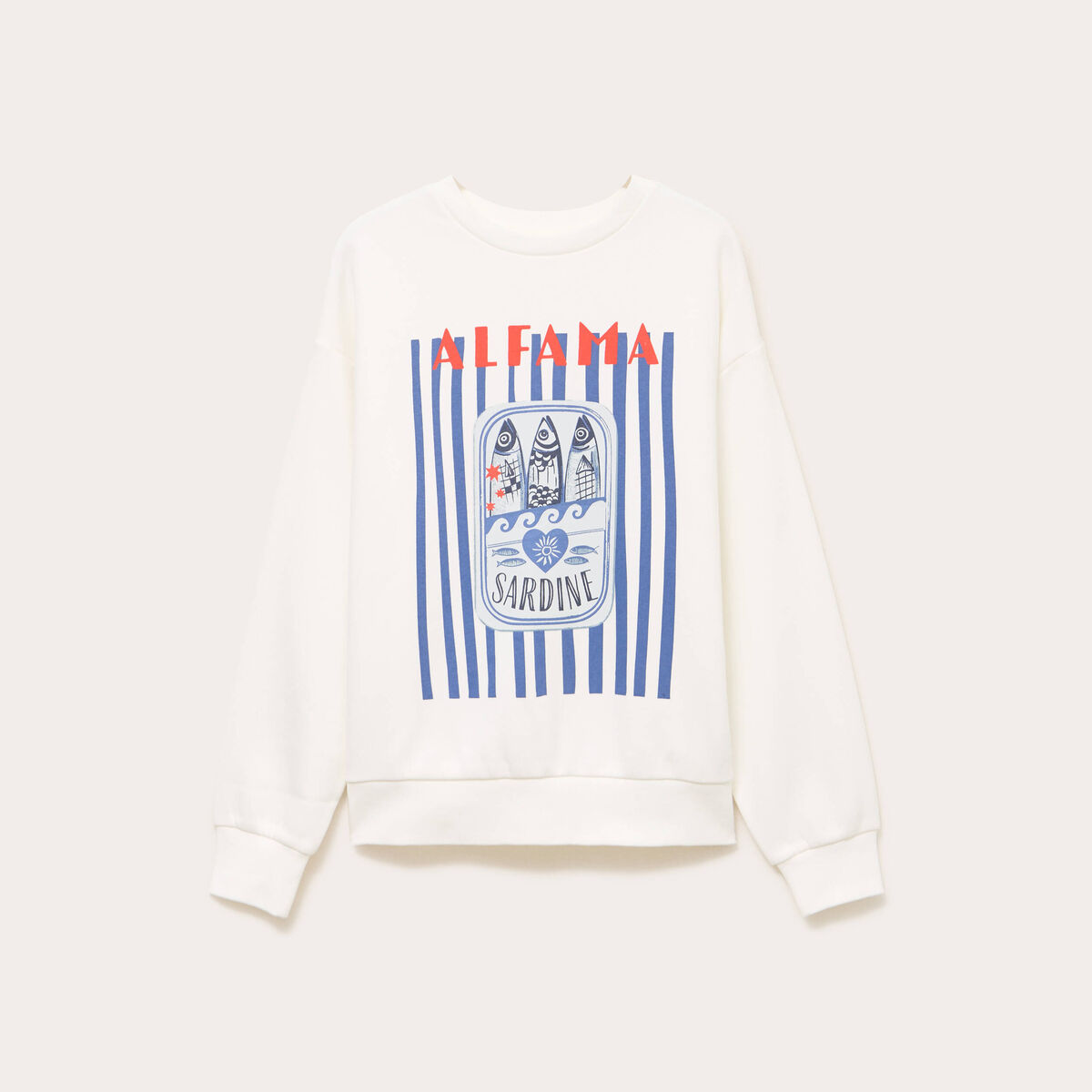 Sweat col rond manches longues ecru femme