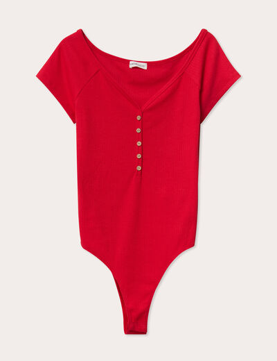 Body manches courtes rouge femme