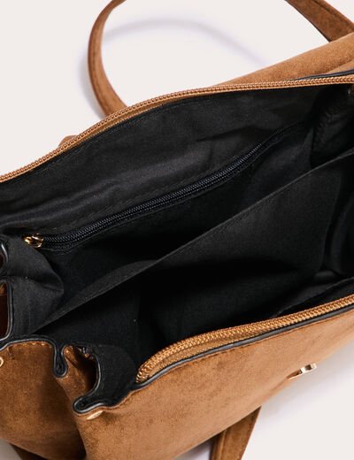 sac aspect daim camel femme