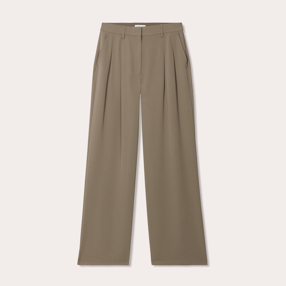 Pantalon large à pinces vert kaki femme