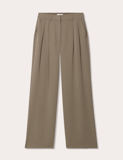 Pantalon large à pinces vert kaki femme
