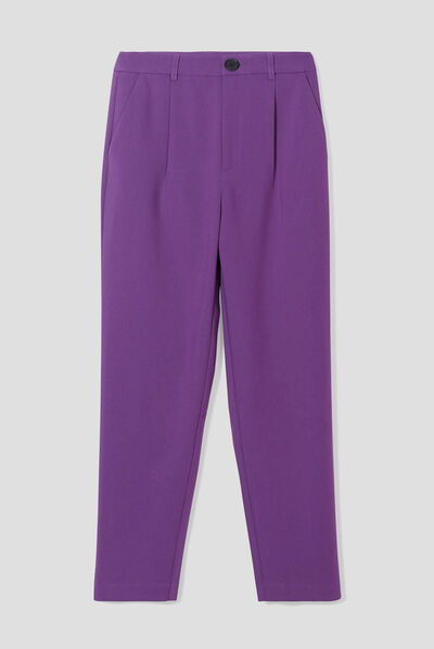 Pantalon city carotte violet foncé femme