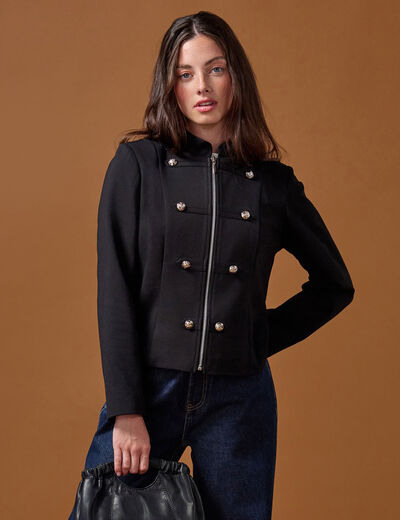 Veste ajust&eacute;e manches longues noir femme