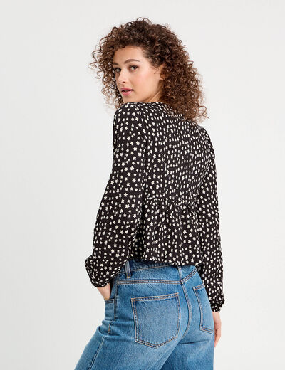 Blouse avec noeuds noir femme