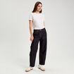 Jean barrel cropped taille standard denim brut femme