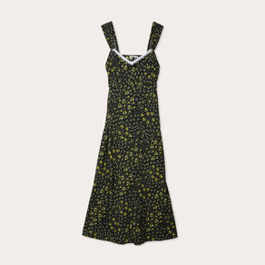 Robe longue évasée jaune clair femme