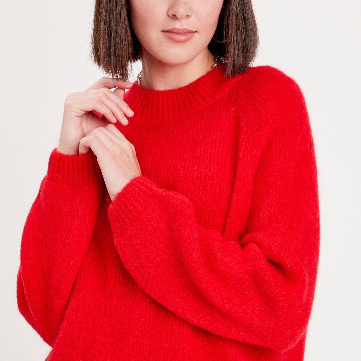 Pull manches longues rouge femme