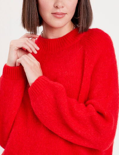 Pull manches longues rouge femme