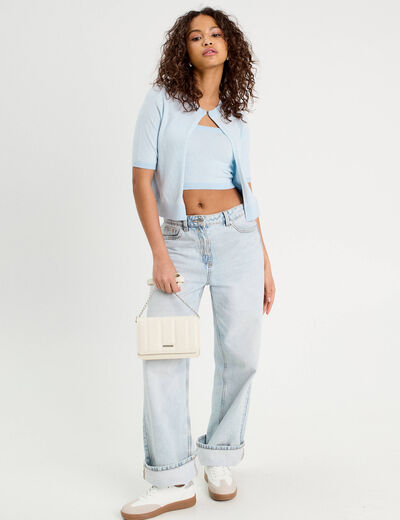 Ensemble gilet et bustier bleu clair femme