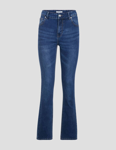 Jeans droit taille haute denim brut femme