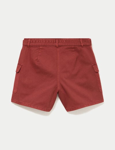 Jupe-short trap&egrave;ze courte vieux rose femme