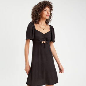 Robe droite avec noeud noir femme