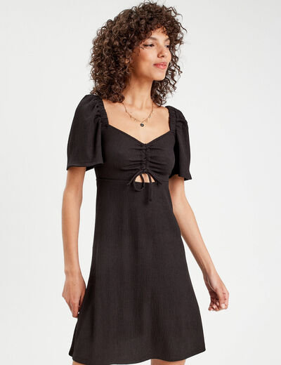 Robe droite avec noeud noir femme