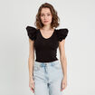 Body manches volants noir femme
