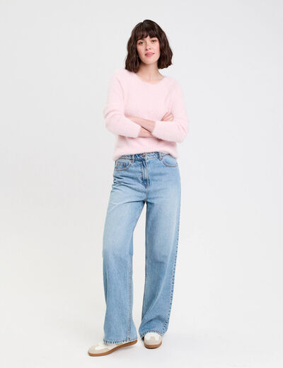 Pull manches longues rose pastel femme