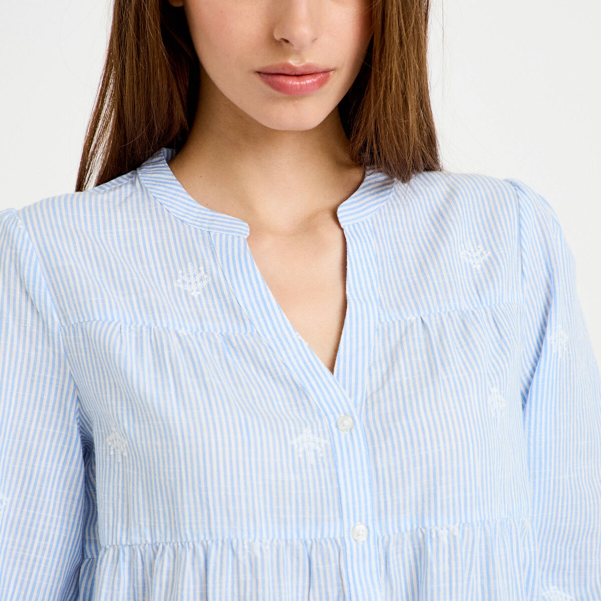 Chemise droite manches 3/4 blanc femme