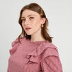 Blouse brodée avec volants vieux rose femme