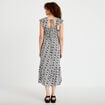 Robe longue &eacute;vas&eacute;e smock&eacute;e noir femme