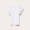 T-shirt ajust&eacute; dentelle col rond blanc femme