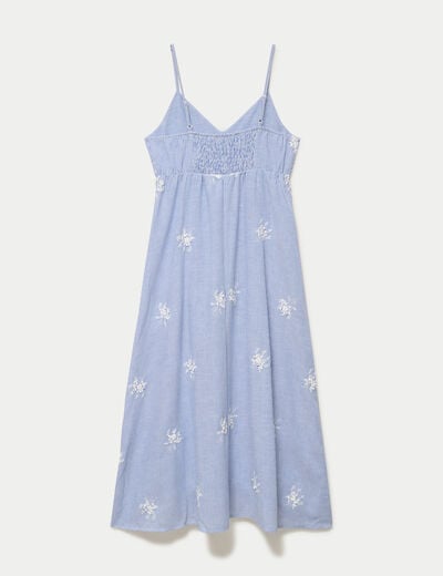 Robe longue &eacute;vas&eacute;e col v bretelles blanc femme