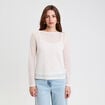 Top transparent col rond manches longues ecru femme