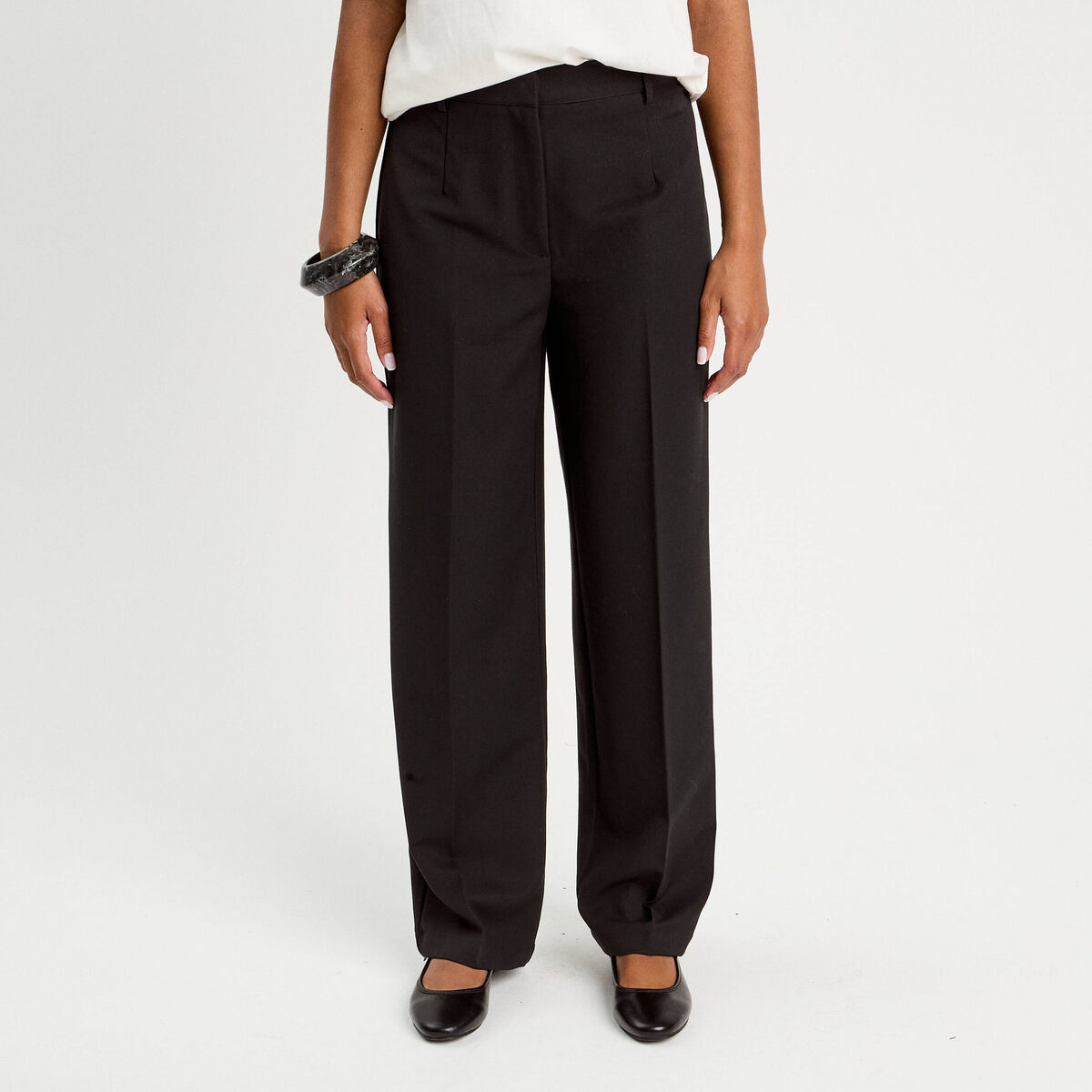 Pantalon bootcut taille haute noir femme
