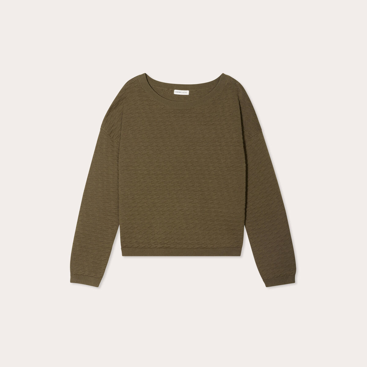 Pull col bateau vert kaki femme