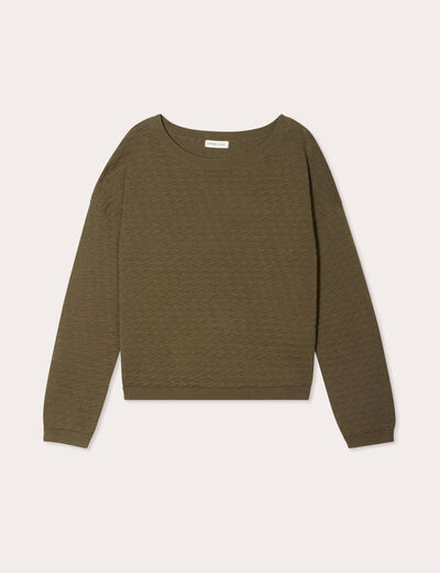 Pull col bateau vert kaki femme