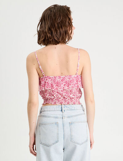 Blouse cropped volants blanc femme