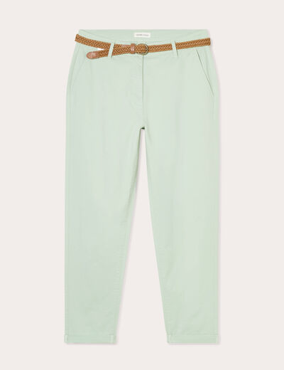 Pantalon chino 7/8ème vert pastel femme