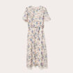 Robe midi évasée col en V blanc femme