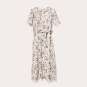 robe midi evasee col en v blanc femme Robe midi évasée col en V blanc femme