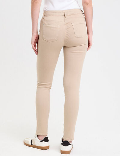 Jeans slim 5 poches taupe femme