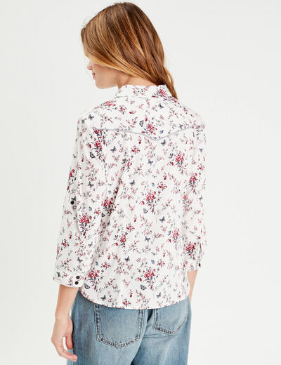 Chemise manches 3/4 blanc femme