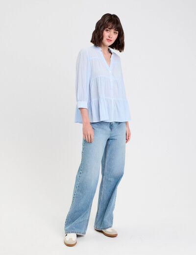 Blouse manches 3/4 beige femme