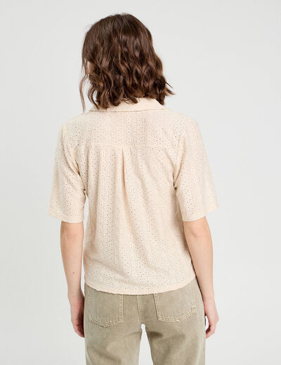 Chemise ajourée ecru femme