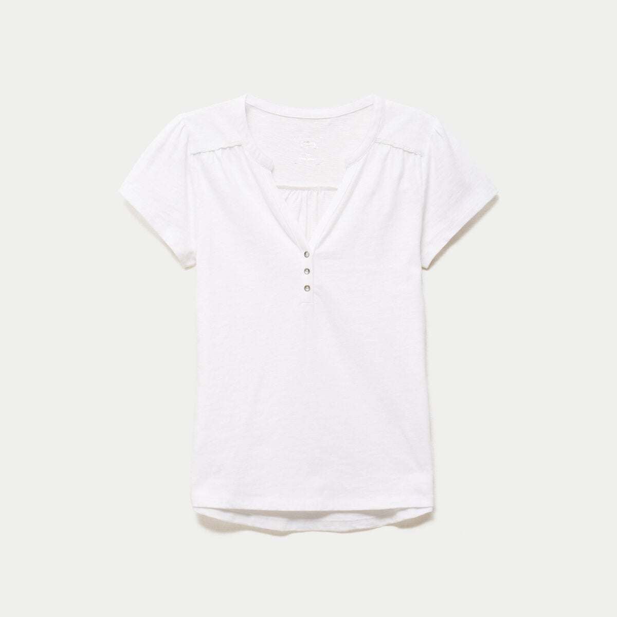 T-shirt boutonn&eacute; sur le devant blanc femme