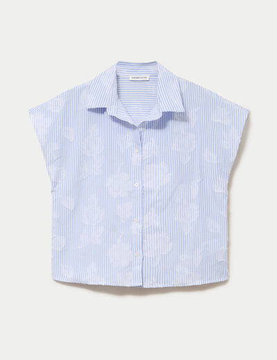 Chemise sans manches col am&eacute;ricain bleu ciel femme
