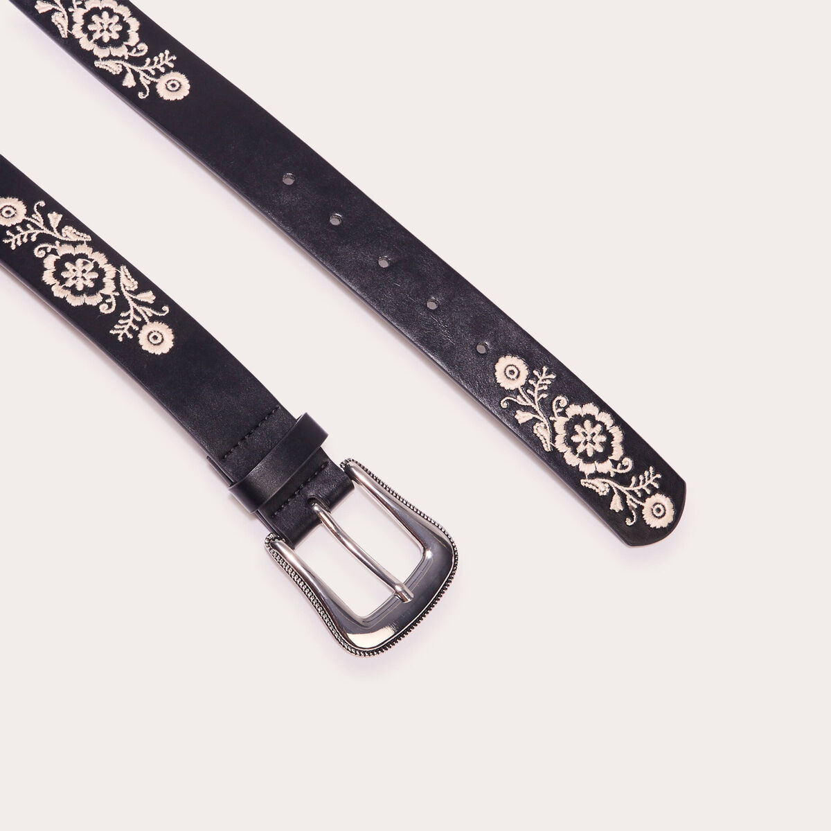 Ceinture brodée noir femme