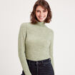 T-shirt col roulé vert kaki femme