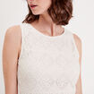 Robe midi moulante dentelle ecru femme