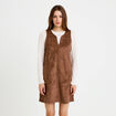 Robe droite courte sans manches col rond marron femme