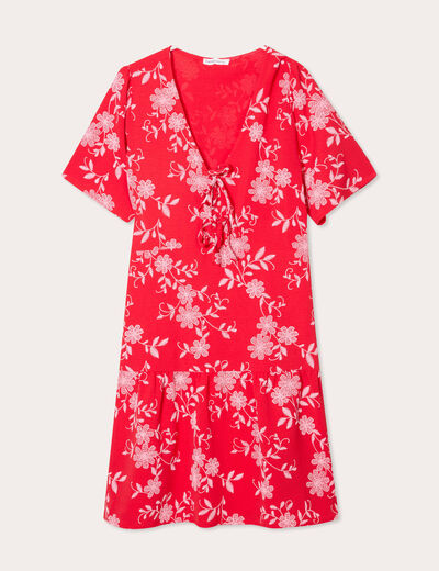 Robe évasée manches courtes rouge femme