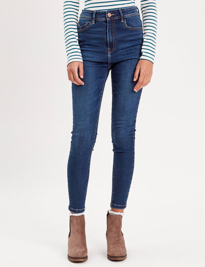 Jeans skinny taille haute denim brut femme
