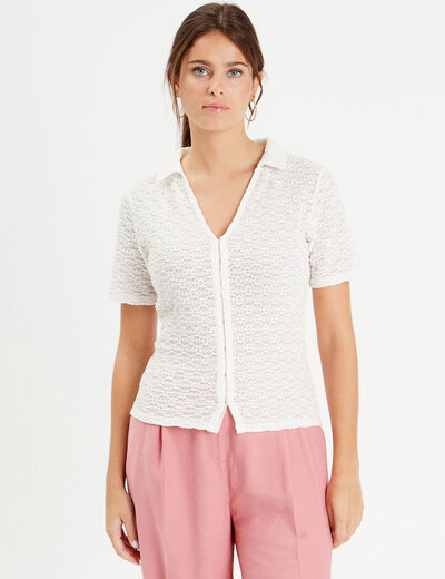 Chemise manches courtes ecru femme