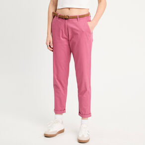 Pantalon chino 7/8ème vieux rose femme