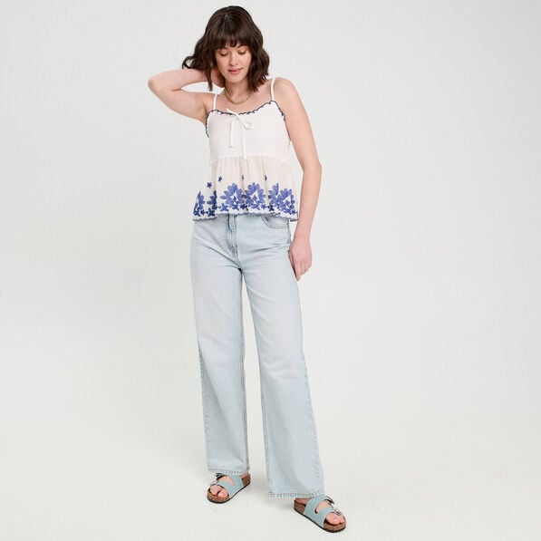 debardeur brode ecru femme Débardeur brodé ecru femme